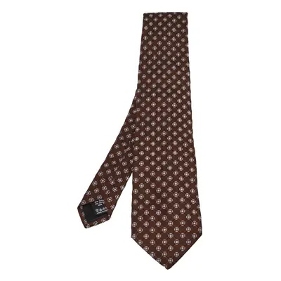 Valentino Brown Geometric Motif Jacquard Silk Tie