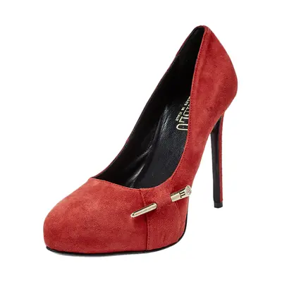 Loriblu Red Suede Crystal Embellished Platform Pumps Size