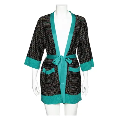 M Missoni Black Textured Knit Belted Cardigan