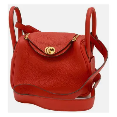 Hermes Rouge Coeur Taurillon Lindy Bag