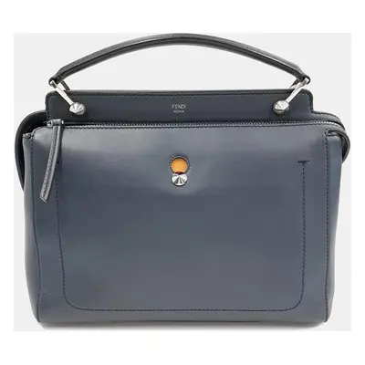 Fendi Blue Leather Dotcom Top Handle Bag