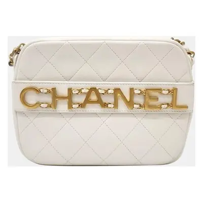 Chanel White Leather Camera Shoulder Bag