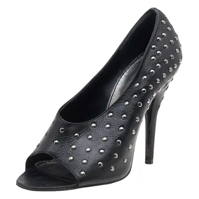 Givenchy Black Leather Studded Open Toe Pumps Size