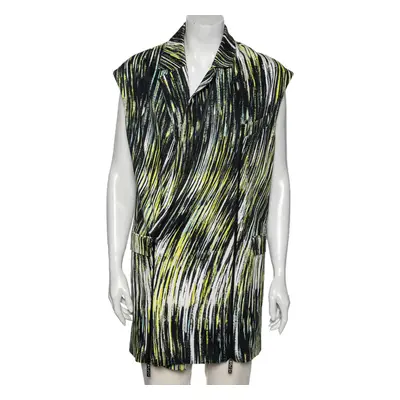 Kenzo Multicolor Printed Cotton Zip Detail Long Sleeveless Jacket