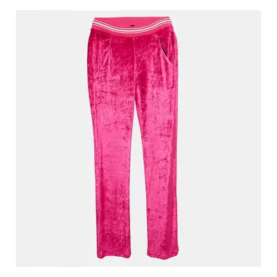 Roberto Cavalli Pink Embroidered Velvet Knit Pants