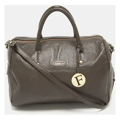 Furla Dark Brown Leather Ariana Satchel