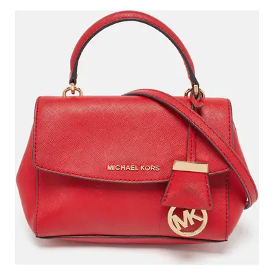 Michael Kors Red Leather Mini Ava Top Handle Bag