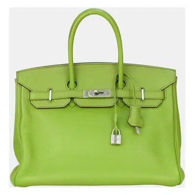 Hermes Anise Green Togo Leather Birkin with Silver Hardware