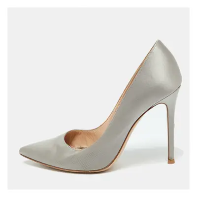 Gianvito Rossi Grey Satin Pointed Toe Pumps Size