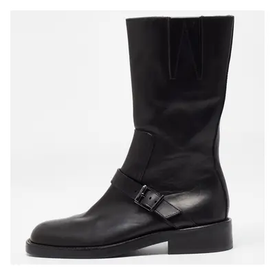 Gucci Black Leather Buckle Detail Mid Calf Boots Size 35.5