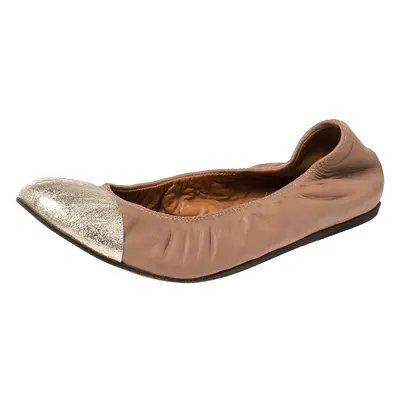 Lanvin Nude/Silver Leather Scrunch Ballet Flats Size