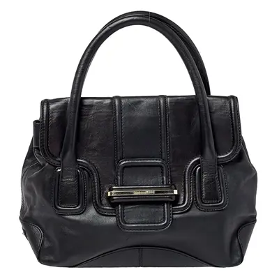 Gianfranco Ferre Black Leather Flap Satchel