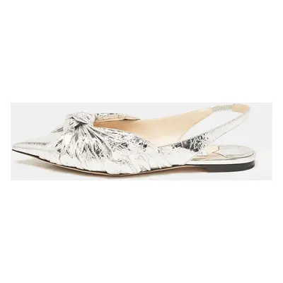 Jimmy Choo Silver Leather Annabell Slingback Flats Size