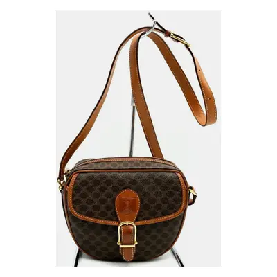 Celine Leather Brown Macadam Shoulder Bag