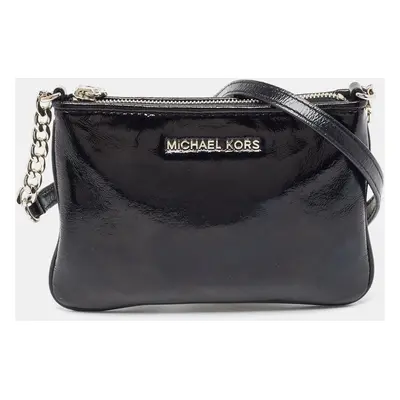 Michael Kors Black Patent Leather Zip Crossbody Bag