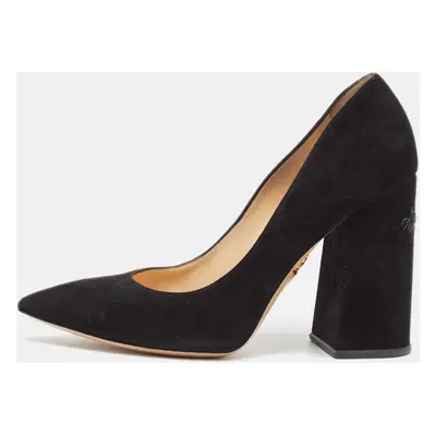 Charlotte Olympia Black Suede Block Heel Pumps Size