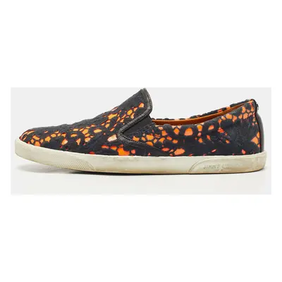 Jimmy Choo Black/Orange Lace Slip on Sneakers Size