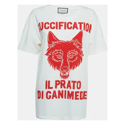 Gucci White Graphic Print Cotton T-Shirt