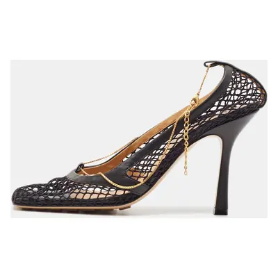 Bottega Veneta Black Mesh and Leather Stretch Pumps Size