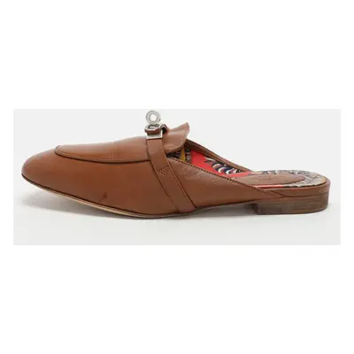 Hermes Brown Leather Oz Mules Size