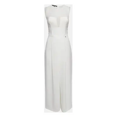 Elisabetta Franchi White Crepe Sleeveless Jumpsuit