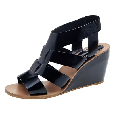 See by Chloe Black Leather Slingback Wedge Sandals Size