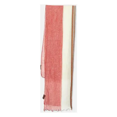 Tod's Red/Cream Striped Linen & Cashmere Scarf