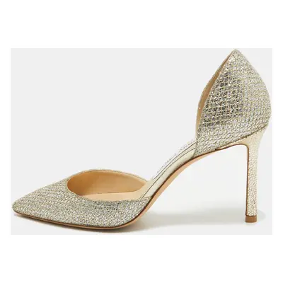 Jimmy Choo Silver Glitter Esther Pointed Toe Pumps Size