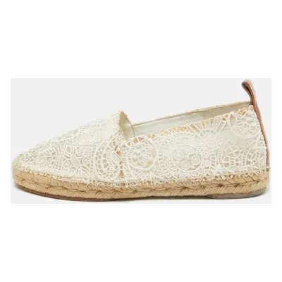 Chloe White Lace Espadrille Flats Size