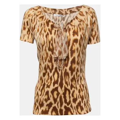 Christian Dior Brown Animal Print Knit Top