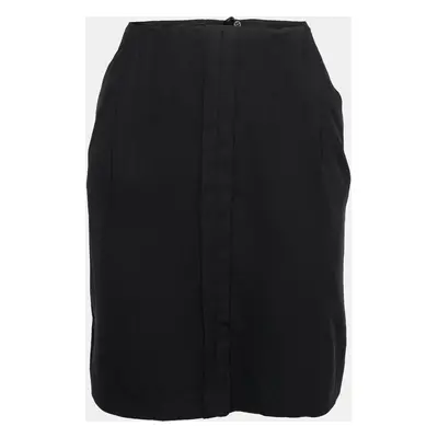 Emporio Armani Black Crepe Pleat Detail Short Skirt