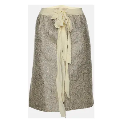 Moschino Cheap and Chic Gold/Cream Lurex Blend Midi Skirt