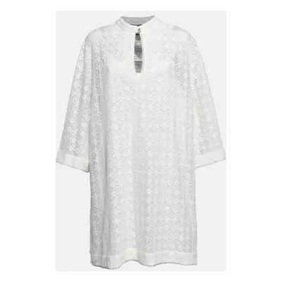 Gucci White GG Floral Lace Mini Tunic Dress