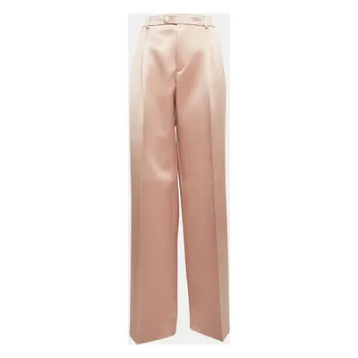 Gucci Pink Satin Pleated Straight Trousers