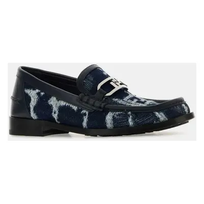 Fendi Blue Embroidered Denim Loafers UK EU