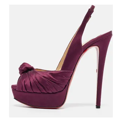 Christian Louboutin Purple Satin Jenny Slingback Pumps Size