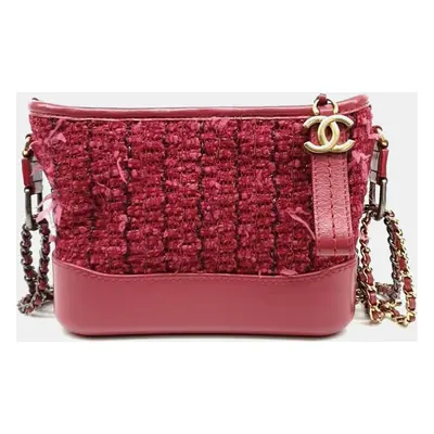 Chanel Pink Tweed Gabrielle Small Hobo Bag