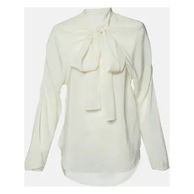 Chloe Milk White Crepe Tie-Up Neck Detail Blouse