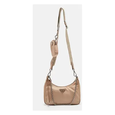 Prada Beige Nylon Re-Edition Baguette Bag