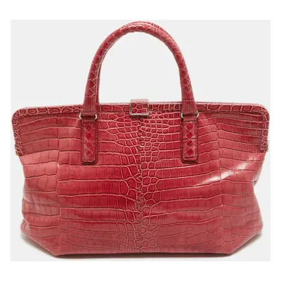 Bottega Veneta Pink Crocodile Frame Tote