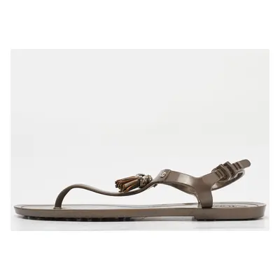 Tod's Light Brown Rubber Tassel Bow Thong Flat Sandals Size