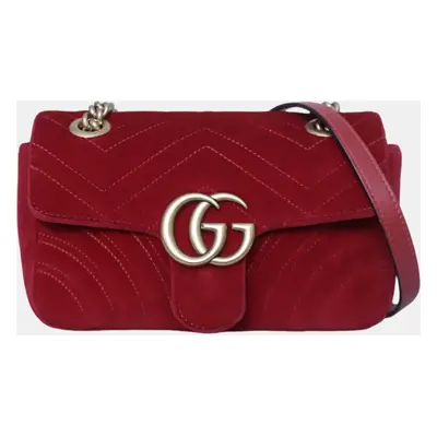 Gucci Red Velvet Mini Marmont Bag