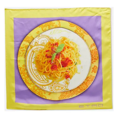 Etro Yellow/Purple Spaghetti Print Silk Pocket Square