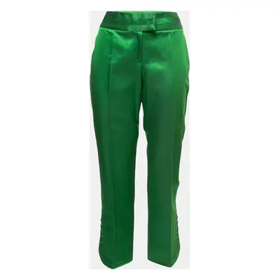 Christian Dior Green Button Detail Cropped Trousers