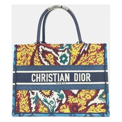 Christian Dior Multicolour Embroidered Canvas Medium Book Tote Bag