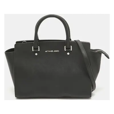 MICHAEL Michael Kors Black Leather Selma Satchel