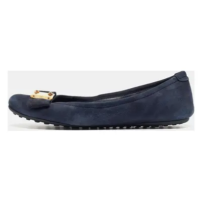 Louis Vuitton Navy Blue Suede Scrunch Ballet Flats Size