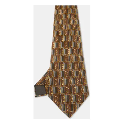 Lanvin Brown Printed Silk Traditional Tie