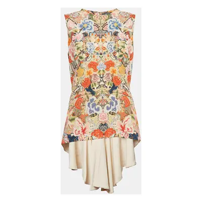 Alexander McQueen Multicolor Floral Print Crepe Tunic Top