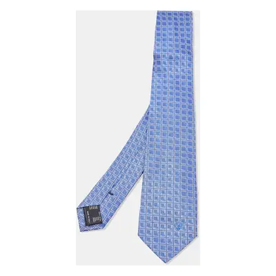 Versace Blue Square Patterned Silk Tie